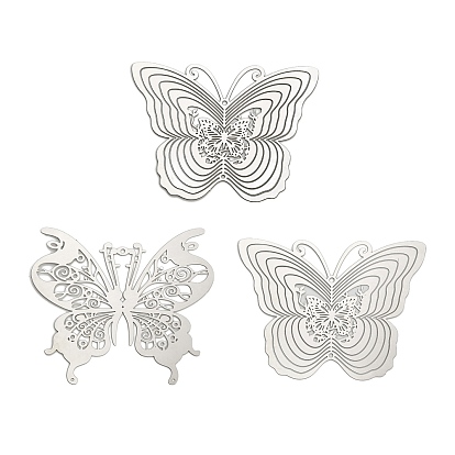 201 подвески для соединителей из нержавеющей стали, вырезанные лазером, ссылки бабочки, гравированные металлические украшения, не тускнеет