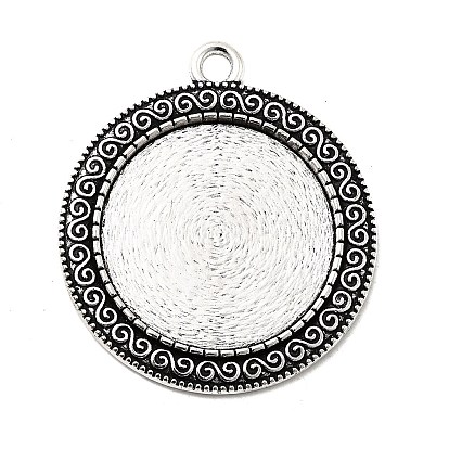 Сеттинги для кабошонов или кулона, сплав, тибетский стиль , без кадмия и без свинца, плоско-круглые, лоток : 25 мм, 40x35x2 мм, отверстие: 3 мм, около 150 шт / кг