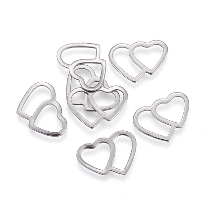 Valentine's Day 304 Stainless Steel Linking Rings, Heart with Heart