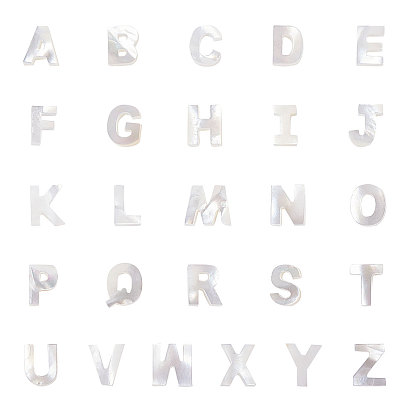 Естественных пресноводных стеклянные бусы, сверху просверленные бусы, алфавит, Письмо ~ Z