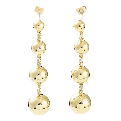 Brass Round Ball Dangle Stud Earrings for Women
