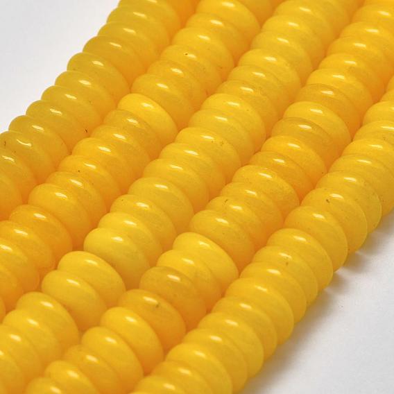 Natural Yellow Jade Heishi Beads Strands, Disc/Flat Round, Dyed