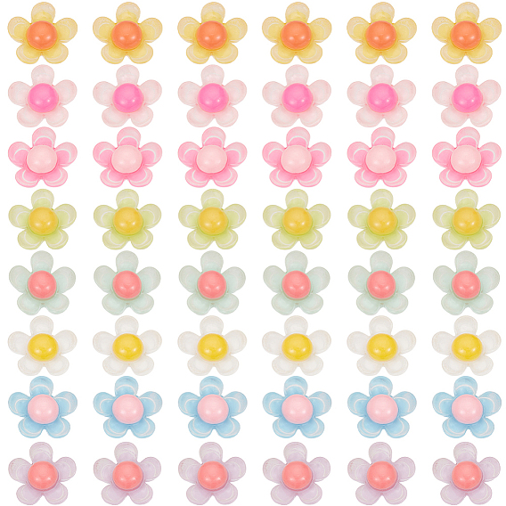 64шт 8 цветные кабошоны из полупрозрачной смолы, цветок