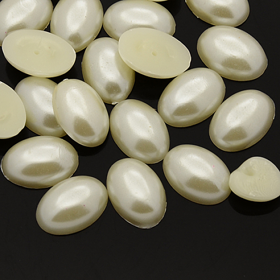 ABS Plastic Imitation Pearl Cabochons, Dyed, Oval, 14x10x5mm
