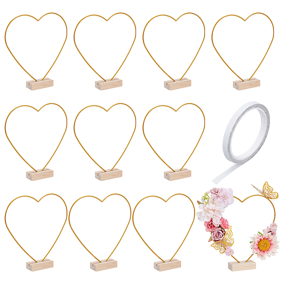 Железные украшения дисплея, с деревянной подставкой для венка, сердце