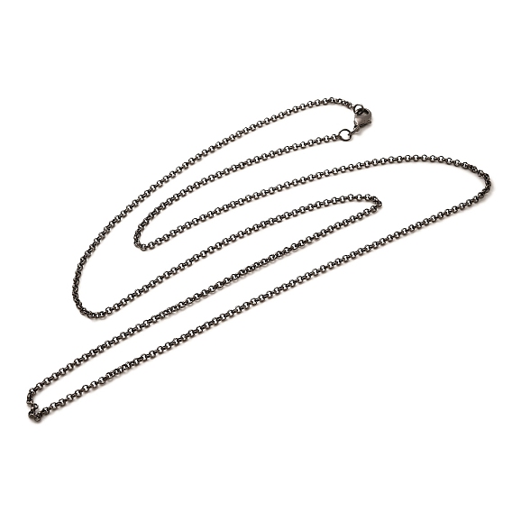 2мм стойка покрытие латунь цепочка роло ожерелья для женщин мужчин, без кадмия и без свинца, 901 застежка из нержавеющей стали, долговечный