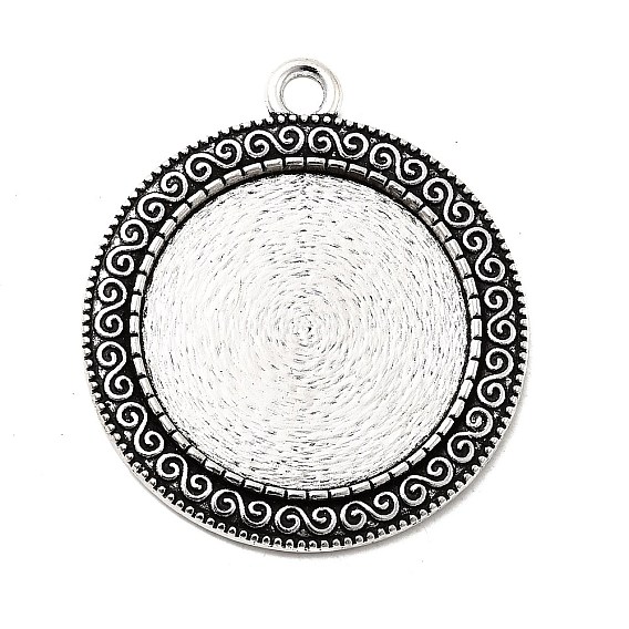 Сеттинги для кабошонов или кулона, сплав, тибетский стиль , без кадмия и без свинца, плоско-круглые, лоток : 25 мм, 40x35x2 мм, отверстие: 3 мм, около 150 шт / кг