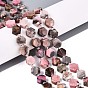 Природные родонит бисер нитей, шестиугольник, с бисером
