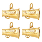 4 piezas 304 colgantes de acero inoxidable, real 18 k chapado en oro