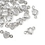 Dijes conectores en forma de corazón de latón pavé de circonita cúbica transparente de Shegrace, sin cadmio y níque y plomo, larga duración plateado