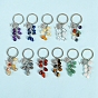 Gemstone Keychains, with Alloy Tree of Life Charms and Keychain Ring Clasps