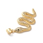 Rack Plating Brass Micro Pave Cubic Zirconia Pendants, Cadmium Free & Lead Free, Real 18K Gold Plated, Snake