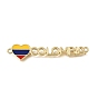 Brass Enamel Connector Charms, Colombia & Heart Links, Rack Plating, Long-Lasting Plated, Cadmium Free & Lead Free