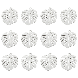 12 шт. 201 подвески из нержавеющей стали, подвески из тропических листьев, лист монстры, полый