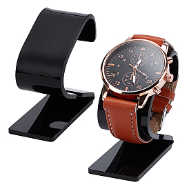 2Pcs Plastic Single Watch Display Boxes, Transparent Jewelry Storage Holder for Single Watch, C Shape