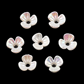 Acrylic Bead Caps, UV Plating, 3-Petal Flower