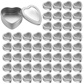 60Pcs Tinplate Packing Boxes with Visible Window Lid, Heart Shape
