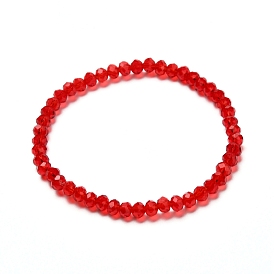 Faceted Glass Rondelle Beads Stretch Bracelet for Kid, Transparent Glass Bracelet