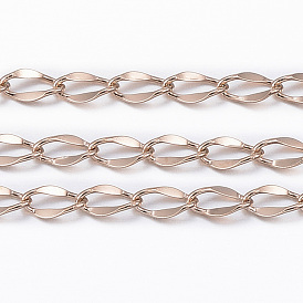 304 Stainless Steel Curb Chains, Twisted Chains, with Spool, Soldered