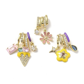 Латунные микро проложить кубического циркония подвески, с эмалью, золотые