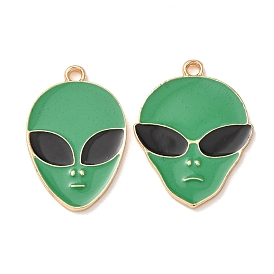 Alloy Enamel Pendants, Alien Face Charms, Golden
