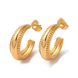 Rack Plating Brass Round Stud Earrings, Long-Lasting Plated Half Hoop Earrings