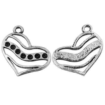 Alloy Heart Pendant Rhinestone Settings, Lead Free and Cadmium Free, 22x17x2mm, Hole: 1mm