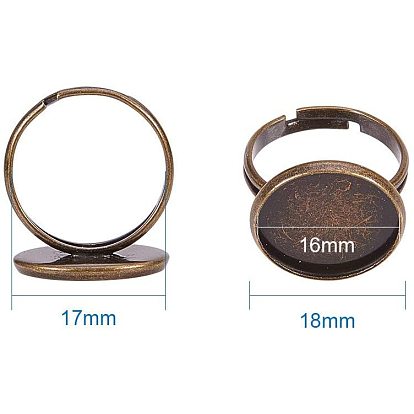 Brass Pad Ring Findings, Adjustable, Round