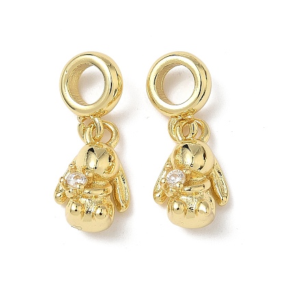 Латунные подвески из прозрачного кубического циркония в европейском стиле, талисманы в виде большой кроличьей норы, без свинца и без кадмия, долговечный, стойки покрытие