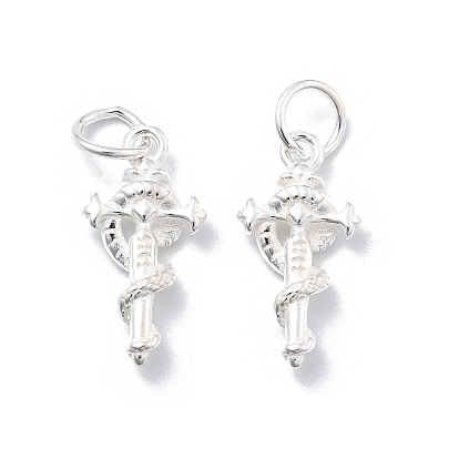 925 стерлингов серебряные подвески, змея обернутая крестом амулеты, с перемычками и 925 штампом