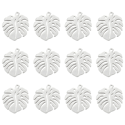 12 шт. 201 подвески из нержавеющей стали, подвески из тропических листьев, лист монстры, полый