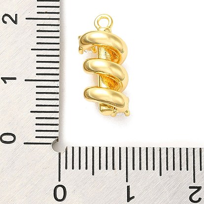 Brass Micro Pave Cubic Zirconia Pendants, Spiral