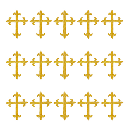 Аппликация с вышивкой металлической нитью из полиэстера, швейные украшения, религия крест