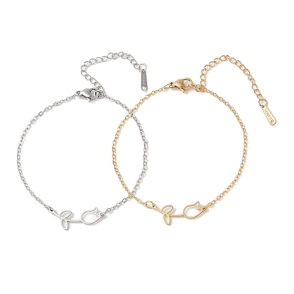 304 Браслеты из нержавеющей стали, цветок