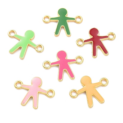 Alloy Enamel Links Connectors, Gingerbread Man, Golden