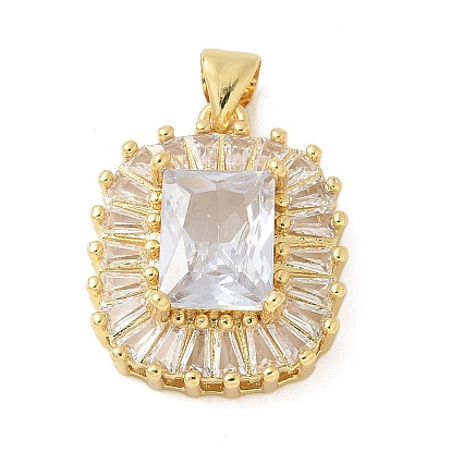 Латунные микро проложить кубического циркония подвески, прямоугольные, без свинца и без кадмия, долговечный