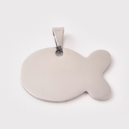 Stainless Steel Pendants, Stamping Blank Tag, Fish