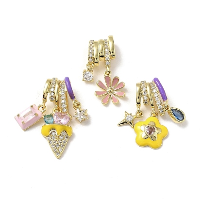 Латунные микро проложить кубического циркония подвески, с эмалью, золотые