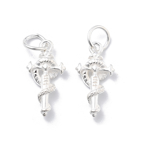 925 стерлингов серебряные подвески, змея обернутая крестом амулеты, с перемычками и 925 штампом