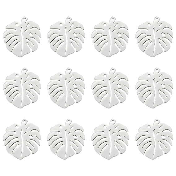 12 шт. 201 подвески из нержавеющей стали, подвески из тропических листьев, лист монстры, полый