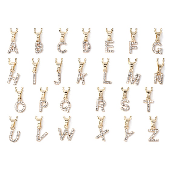 26 ожерелья с подвеской из горного хрусталя из сплава, 304 колье из троса из нержавеющей стали для женщин, Письмо ~ Z