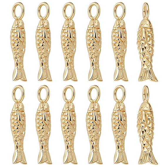 12 латунные подвески шт., рыба