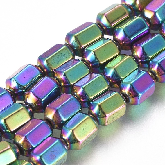 Magnetic Synthetic Hematite Beads Strands, PVD Vacuum Plating, Hexagonal Prisms