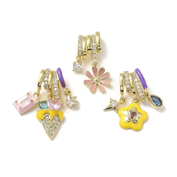 Латунные микро проложить кубического циркония подвески, с эмалью, золотые