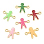 Alloy Enamel Links Connectors, Gingerbread Man, Golden