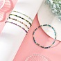3MM Natural & Synthetic Mixed Gemstone Faceted Round Beaded Stretch Braclets for Women, Golden Plated