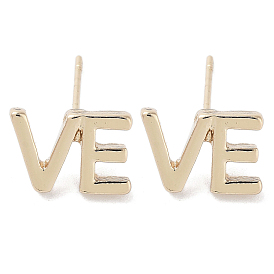 Word VE Alloy Studs Earrings for Women, with 304 Stainless Steel Pins