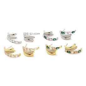 Rhinestone Claw Stud Earrings, Brass Earrings for Women, Lead Free & Cadmium Free