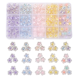 240 pcs 15 styles perles acryliques transparentes, Perle en bourrelet, fleur