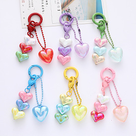 Acrylic Colorful Heart Keychain Pendant Bubble Peach Heart Earphone Case Bag Decoration.